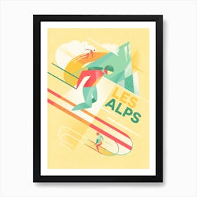 Retro Ski Kunstprint für Wohnzimmer im Vintage-Stil