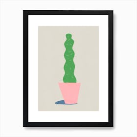 Pink and green minimal cactus illustration Art Print