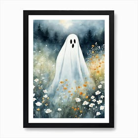 Sheet Ghost In A Field Of Flowers Painting (35) Art Print