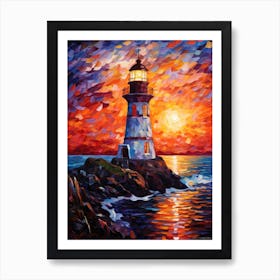 Lighthouse At Sunset 1 Art Print