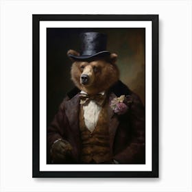 Victorian Animals Portrait, Royal Bear Print, Dressed Animal Print, Renaissance Animal Poster, Dark Moody Altered Art, Animal Lover Gift Art Print