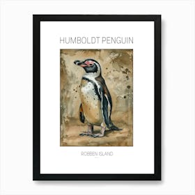 Humboldt Penguin Robben Island Watercolour Painting 1 Poster Art Print