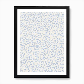 Daisies Pattern 2 Blue Art Print