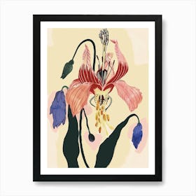 Colourful Flower Illustration Bleeding Heart 5 Art Print