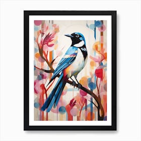 Bird Painting Collage Magpie 3 Art Print