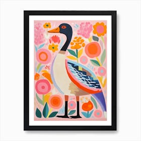 Pink Scandi Goose 4 Art Print