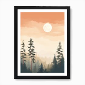 Watercolour Of Olympic National Forest   Washington Usa 3 Art Print