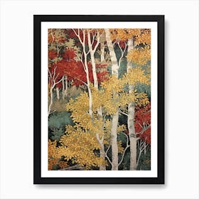 White Birch 2 Vintage Autumn Tree Print  Art Print