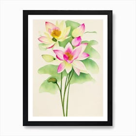 Lotus Vintage Flowers Flower Art Print