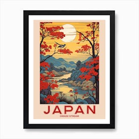 Oirase Stream, Visit Japan Vintage Travel Art 3 Art Print