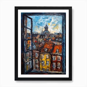 Window View Of Copenhagen Denmark In The Style Of Expressionism 2 Art Print