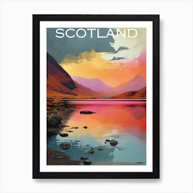 Colourful Scotland travel poster lochs Art Print