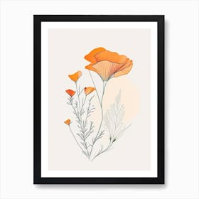 California Poppy Spices And Herbs Minimal Line Drawing 4 Art Print
