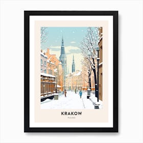 Vintage Winter Travel Poster Krakow Poland 2 Art Print