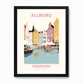 Allborg, Denmark, Flat Pastels Tones Illustration 1 Poster Art Print