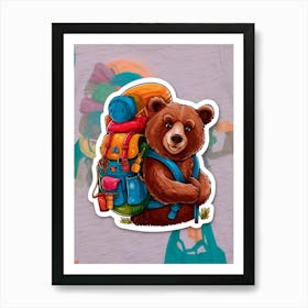 Bear With Backpack 4 Art Print