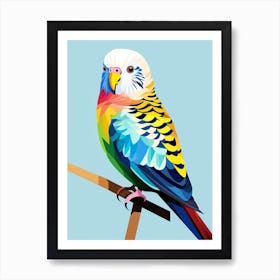 Colourful Geometric Bird Budgerigar 4 Art Print