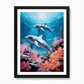 Dolphins In The Sea Depths Art Print