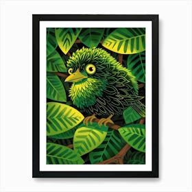 Green Bird In The Jungle Art Print