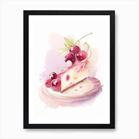 Cherry Cheesecake Dessert Gouache Flower Art Print