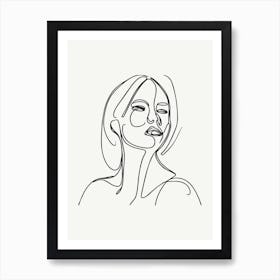 One Line Drawing Of A Woman Monoline Illustration Art Print