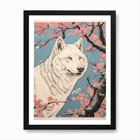 Arctic Wolf Vintage Japanese 4 Art Print