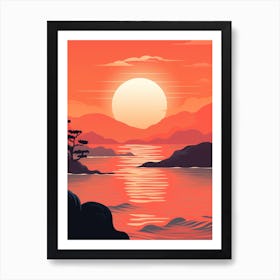 Ocean Sunset Warm Oranges - Landscape Art Print