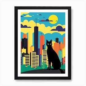 Sao Paulo, Brazil Skyline With A Cat 3 Art Print