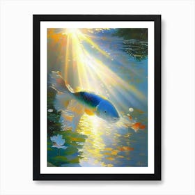 Asagi Koi Fish 2, Monet Style Classic Painting Art Print