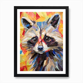 A Curious Raccoon In The Style Of Jasper Johns 3 Art Print