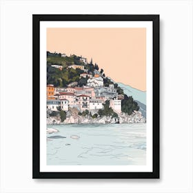 Mount Athos Greece Color Line Drawing (8) Art Print