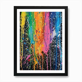 Rainbow Paint Splatters Póster