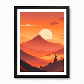 Misty Mountains Vertical Composition In Orange Tone 28 Art Print