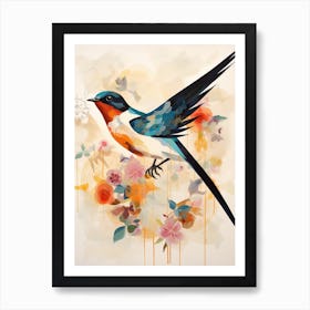 Bird Painting Collage Barn Swallow 4 Art Print