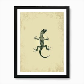 Forest Green Moorish Gecko Lizard Block Print 1 Art Print