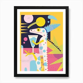 Lizard Drinking A Cocktail Modern Abstract Illustration 2 Art Print