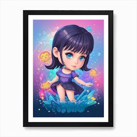 Girl In The Water Art Print