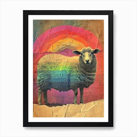 Kitsch Rainbow Sheep Collage 2 Art Print