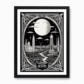 Austin, United States, Tarot Card Travel  Line Art 3 Art Print