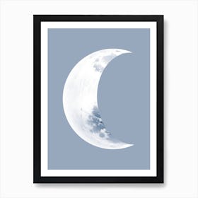 Blue Crescent Moon Art Print