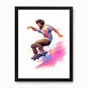 Skateboarding In Dubai, United Arab Emirates Gradient Illustration 3 Art Print