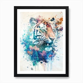 Tiger Art Painting Drawing Vintage Retro Illustration Design 04 Art Print