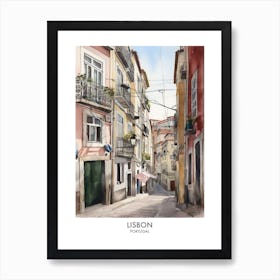 Lisbon Portugal Watercolour Travel Poster 2 Art Print