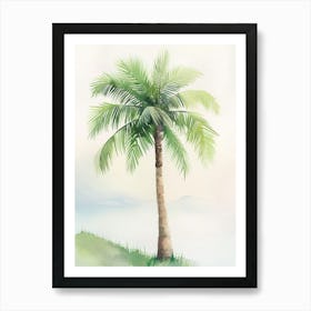 Palm Tree Atmospheric Watercolour Painting 4 Art Print