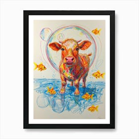 Cow With Fish Art Print