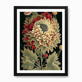 Chrysanthemum 2 Floral Botanical Vintage Poster Flower Art Print