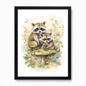 A Raccoons Watercolour Illustration Storybook 2 Art Print