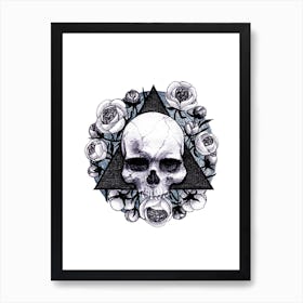 Skull And Flowers Art Print