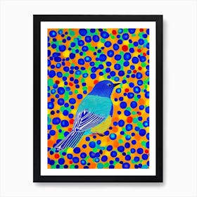 Bluebird Yayoi Kusama Style Illustration Bird Art Print