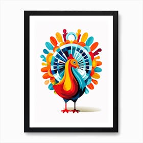 Colourful Geometric Bird Turkey 2 Art Print